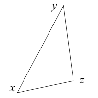 triangle vertices x, y, and z